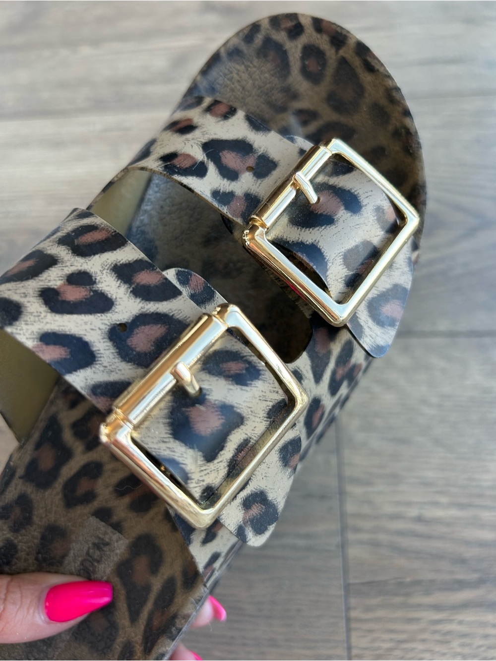 Steve Madden Leopard Print Double Buckle Slide Sandals - Picture 6 of 7